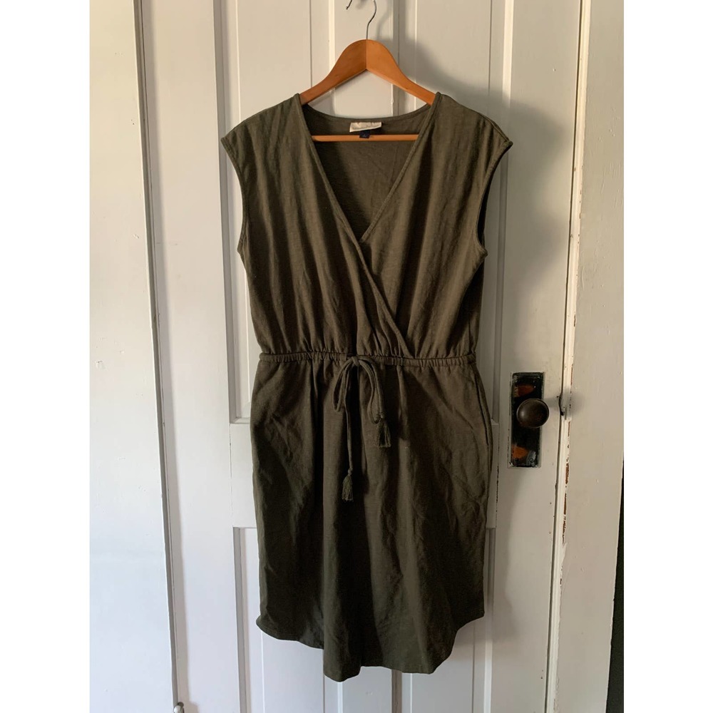 Women's Short Sleeve Tie Dress - Universal Threads - Army Green - Size L